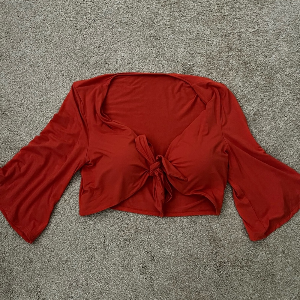 Klassy Network 3X tie front shirt with built in bra